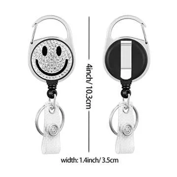 Stylish Rhinestone Retractable Badge Holder for Professionals