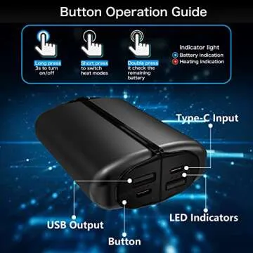 Hand Warmers Rechargeable 2 Pack,10000mAh Split-Magnetic Electric AI Handwarmer Power Bank,3 Levels, Camping,Hunting in Winter