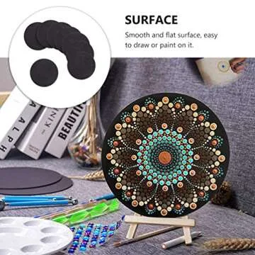 HEALLILY 8 Pcs Black Round Painting Cardboard Panels for Mandala Dotting Drawing Painting Art Supplies