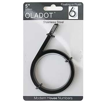 5" Stainless Steel Floating House Number, Metal Modern House Numbers, Mailbox Decor Number with Nail...