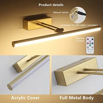 HOWMZON Battery Operated Picture Light with Remote Control