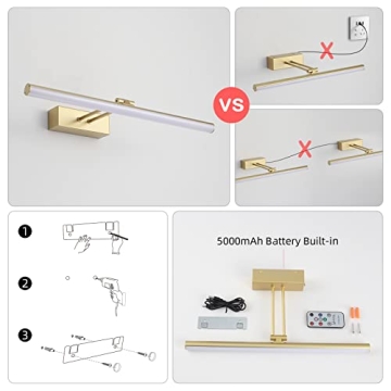 HOWMZON Battery Operated Picture Light with Remote Control