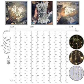 Magictec 300 LED Curtain String Light - 8 Modes & Warm White