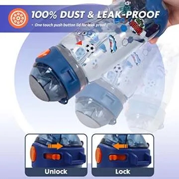 YOYTOO Kids Water Bottle with Straw/Lanyard for School Kids Girls Boys, 22 oz BPA Free Child Drinking Water Bottle One-Click-Open Leak-Proof Locking Flip Lid for Back to School Sport Travel (Soccer)