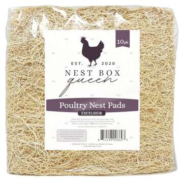Nest Box Queen Excelsior Poultry Nest Pads, Made in USA, 10 Pack