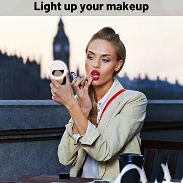 Selfie Ring Light,Clip on Phone LED Light,[3+1 Light Modes] Portable 600mAh Battery,Use While Charging, Adjustable Brightness Selfie Circle Light for iPhone for Laptop Photography,Live Camera,Make up