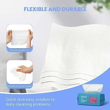 Mirucoo 100 Sheet Daily Cleansing Towels Ultra Soft Dry Wipes for Sensitive Skin Disposable Facial Washcloths 100% Organic Viscose Makeup Remover Tissues (Pack of 1)