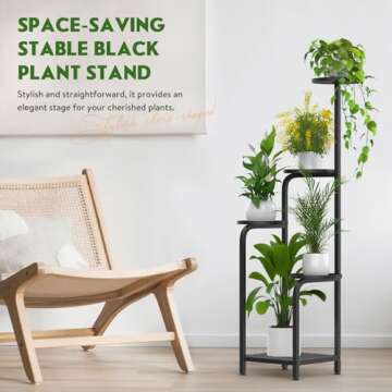 TOSKING 5 Tier Metal Plant Stand Indoor 48''H Tall ,Heavy Duty Plant Shelf , Corner Shelf Flower Pot...