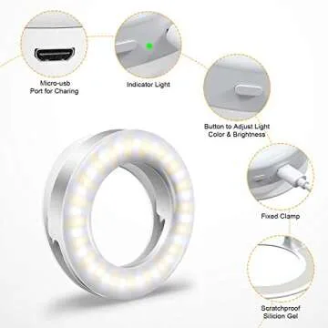 Selfie Light for Phones 3 Modes Rechargeable Portable Ring Light