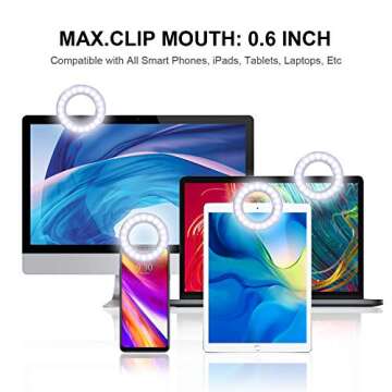 Selfie Light for Phones 3 Modes Rechargeable Portable Ring Light