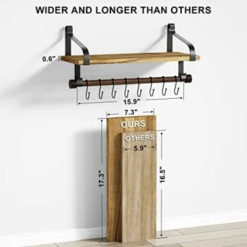 Love-KANKEI Rustic Wall Shelf Storage for Kitchen & Bath