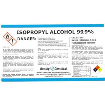 Quality Chemical - Super Premium - 99.9% Pure Isopropyl Alcohol (IPA) - Made in The USA - 1 Gallon - (4) 32 Fl Oz Bottles - Concentrated Isopropyl Alcohol