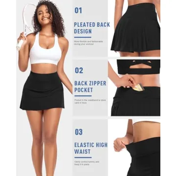 Stylish High Waisted Pleated Athletic Skirt for Women