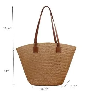 YYW Straw Bag - Chic Rattan Woven Shoulder Handbag for Summer Beach Style