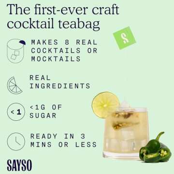 SAYSO Skinny Spicy Margarita Original Cocktail Tea Bag - 8 Count for Easy Drinks