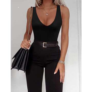 SAUNGKUAI Women’s Bodysuit Sexy Plunge Deep V Neck Backless Sleeveless Tank Thong Body Suits Outfits for Going Out Black XXL