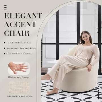 Swivel Accent Chair Set of 2, 360° Swivel Barrel Chair with Hidden Storage, Modern Small Round Swivel Chair Accent Chair for Living Room/Bedroom-Beige