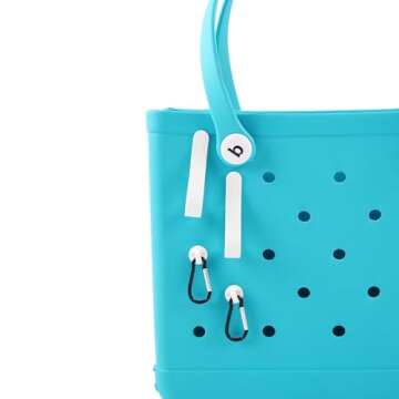 Vagocom Hook Set Charms Accessories for Bogg Bags and Simply Southern Tote - Insert Hook Holder with Small Key Chain Clip for Small & Large Beach Tote - Multiple Color Options(White)