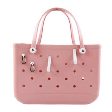 Vagocom Hook Set Charms Accessories for Bogg Bags and Simply Southern Tote - Insert Hook Holder with Small Key Chain Clip for Small & Large Beach Tote - Multiple Color Options(White)