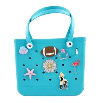 Vagocom Hook Set Charms Accessories for Bogg Bags and Simply Southern Tote - Insert Hook Holder with Small Key Chain Clip for Small & Large Beach Tote - Multiple Color Options(White)