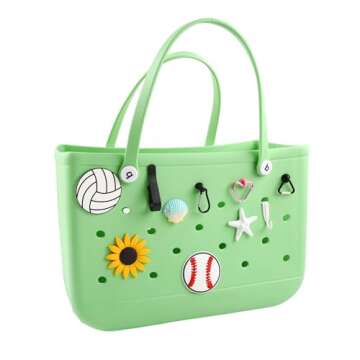 Vagocom Hook Set Charms Accessories for Bogg Bags and Simply Southern Tote - Insert Hook Holder with Small Key Chain Clip for Small & Large Beach Tote - Multiple Color Options(White)