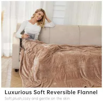 McJaw Electric Blanket Full Size 72x84 inches, Soft Double-Sided Flannel Heated Blanket with 10 Hours Auto Off, 4 Heating Levels, Fast Heating, Machine Washable, Light Brown