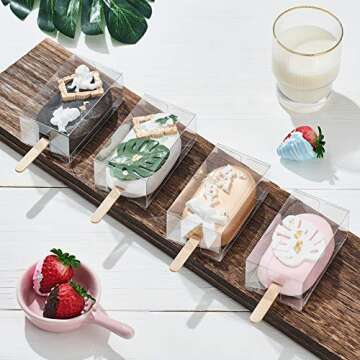 JCXGRVC 100PCS 3.7 x 2.2 x 1.5 inches Cakesicle Boxes, Rice Krispies Treat Boxes, Popsicle Boxes, Cl...