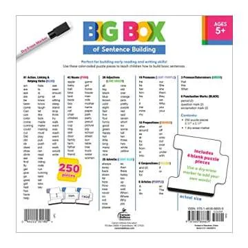 Carson Dellosa 250-Piece Big Box of Sentence Building for Kids, Sight Word Game with Dry Erase Marke...