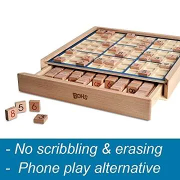 BOHS Wooden Sudoku Board Game - Brain Teaser with 100 Puzzles
