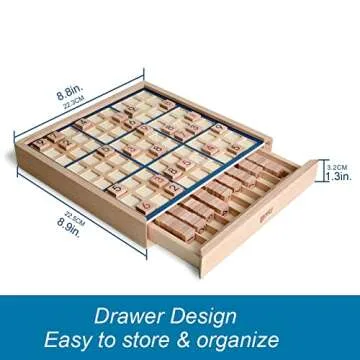 BOHS Wooden Sudoku Board Game - Brain Teaser with 100 Puzzles