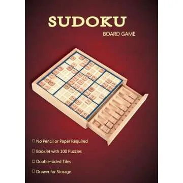 BOHS Wooden Sudoku Board Game - Brain Teaser with 100 Puzzles