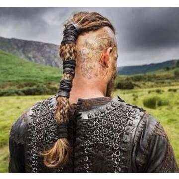 Stylish Leather Hair Wrap for Men, Viking Style Ponytail Holder