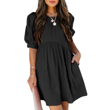 Dokotoo Womens V Neck Ruffle Skater Dress with Pockets
