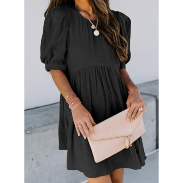 Dokotoo Womens V Neck Ruffle Skater Dress with Pockets