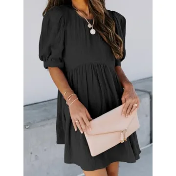 Dokotoo Womens V Neck Ruffle Skater Dress with Pockets