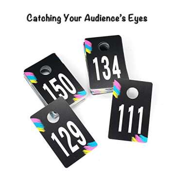 SUKIRA Live Sale Plastic Number Tags (101-200), Colorful Reusable Tags with Reverse Image