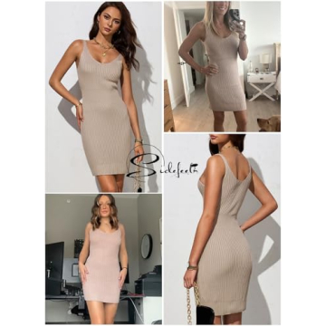 Shop the Flattering Sidefeel V Neck Ribbed Knit Dress Now