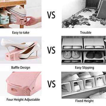 RISETEX Shoe Slots Organizer 36 Pack, Adjustable Double Layer Stack Shoe Rack, Shoe Stackers for a Pair of Shoes,50% Space-Saving Storage Shoe Rack Holder for Closet Organization,Black