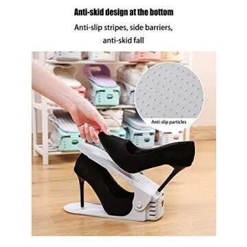 RISETEX Shoe Slots Organizer 36 Pack, Adjustable Double Layer Stack Shoe Rack, Shoe Stackers for a Pair of Shoes,50% Space-Saving Storage Shoe Rack Holder for Closet Organization,Black