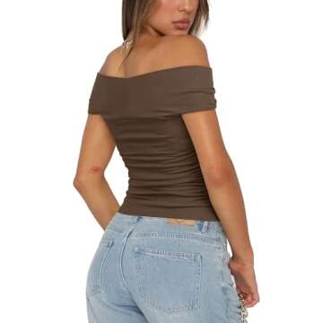 Darong Cap Sleeve Crop Tank Tops for Women Summer Off The Shoulder Neck Tank Top 2024 Casual Outfit ...