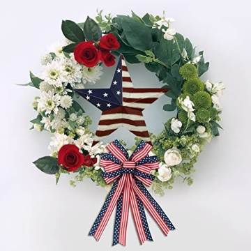 E-view Metal American Flag Barn Star Decor Patriotic Mounted 3D Wall Art July of 4th Decoration 12"-A