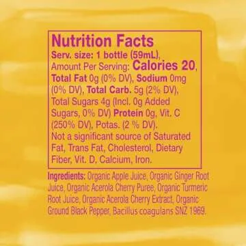 Vive Organic Vitamin C + Immune Support Shot, Cold-Pressed Turmeric, Ginger & Acerola Cherry, Gluten Free, Vegan, Immunity Boost Vitamin C, 2 Fl Oz (Pack of 12)