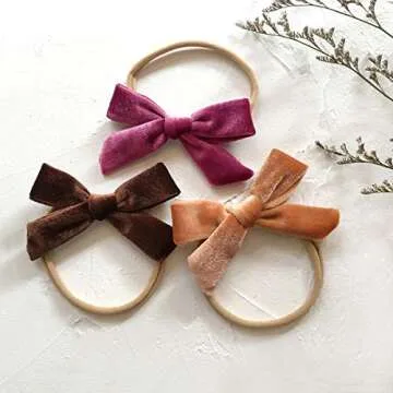 Cherssy Baby Girl Velvet Hair Bows - 10pcs Hairbands