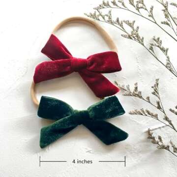 Cherssy Baby Girl Velvet Hair Bows - 10pcs Hairbands