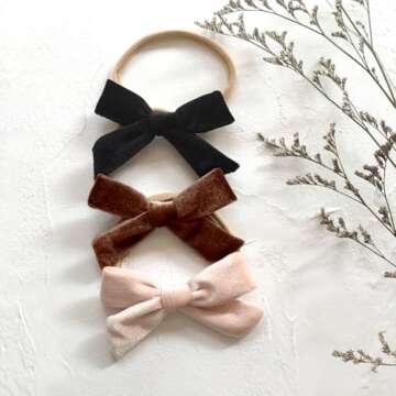 Cherssy Baby Girl Velvet Hair Bows - 10pcs Hairbands