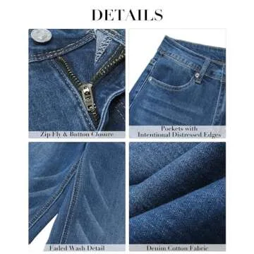 GRAPENT Women's Jeans, Petite Lapis Longing, Size 12, High Waisted, Wide Leg, Work Pants