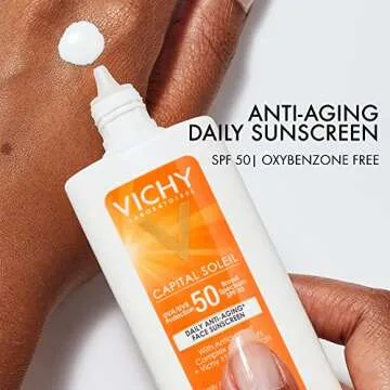 Vichy Capital Soleil Face Sunscreen SPF 50, Anti Aging Travel Size Sunblock for Face with UVA and UBA Sun Protection, Daily Facial Sunscreen for Sensitive Skin, Oxybenzone Free,