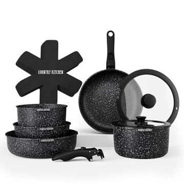Stylish Non-Stick Country Kitchen Cookware Set with Removable Handle for Easy Storage