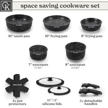 Versatile Country Kitchen Cookware Set with Removable Handles