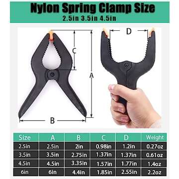 Spring Clamps,6 Pack 6in Professional Plastic Heavy Duty Spring Clips for Crafts, Backdrop Clips Cla...